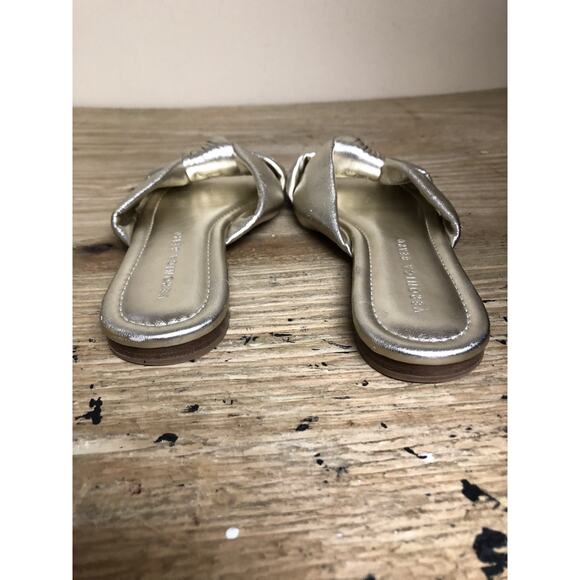 Veronica Beard Sandals 7M Gold Salton Knot Slide Shoes Slip Ons Flats - Picture 4 of 11